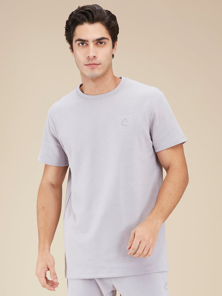Grey Slim Fit Round Neck Men's T-shirt
