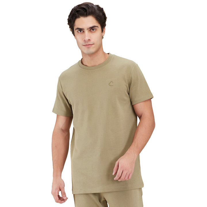 Olive Slim Fit Round Neck Mens T-shirt
