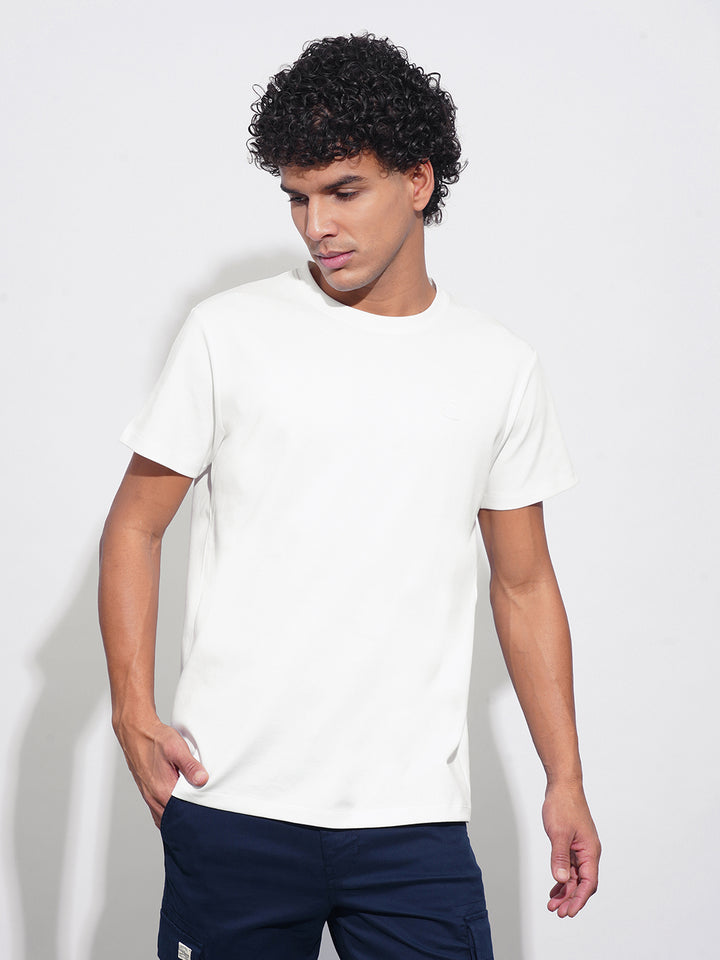 White Slim Fit Round Neck Men's T-shirt