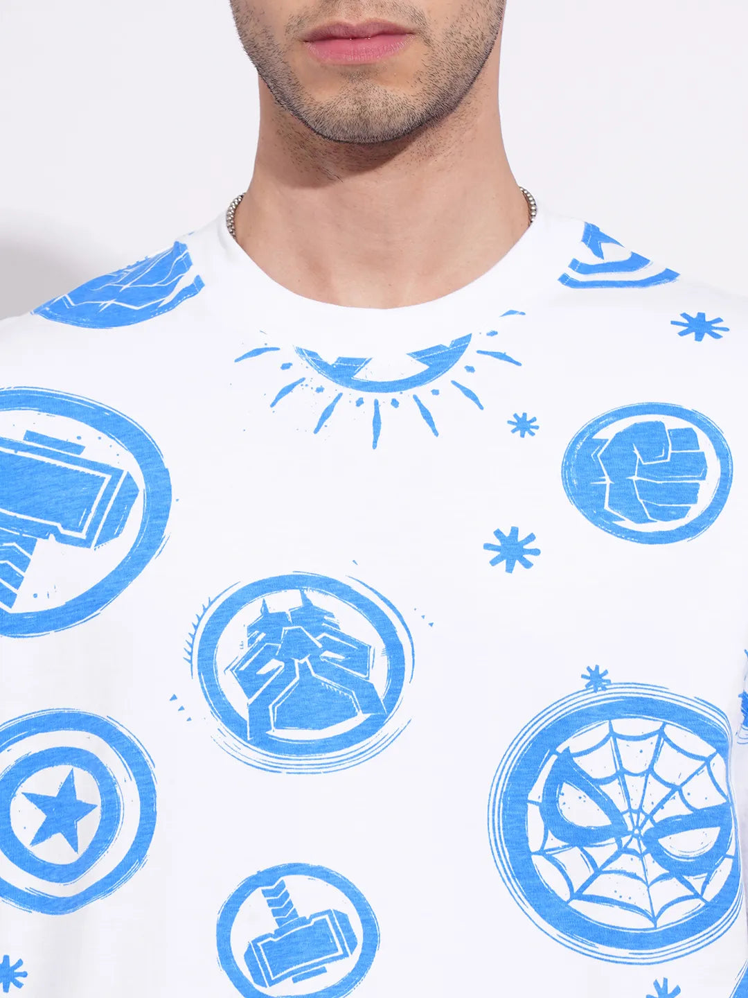 Avengers White Easy Fit Round Neck Men's T-Shirt by Being Human Clothing