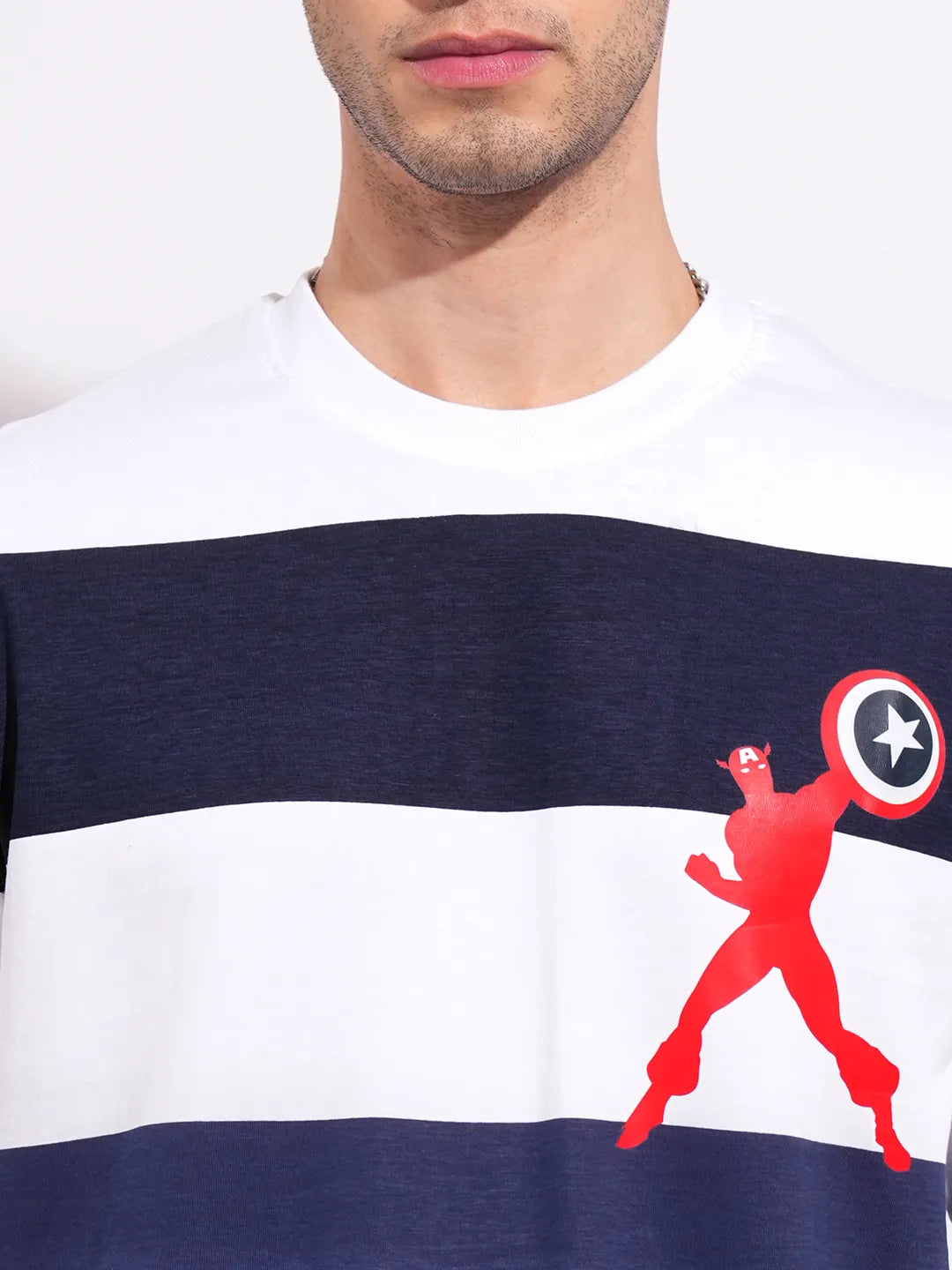 Being Human Clothing Men's Navy Captain America Crew Neck T-shirt