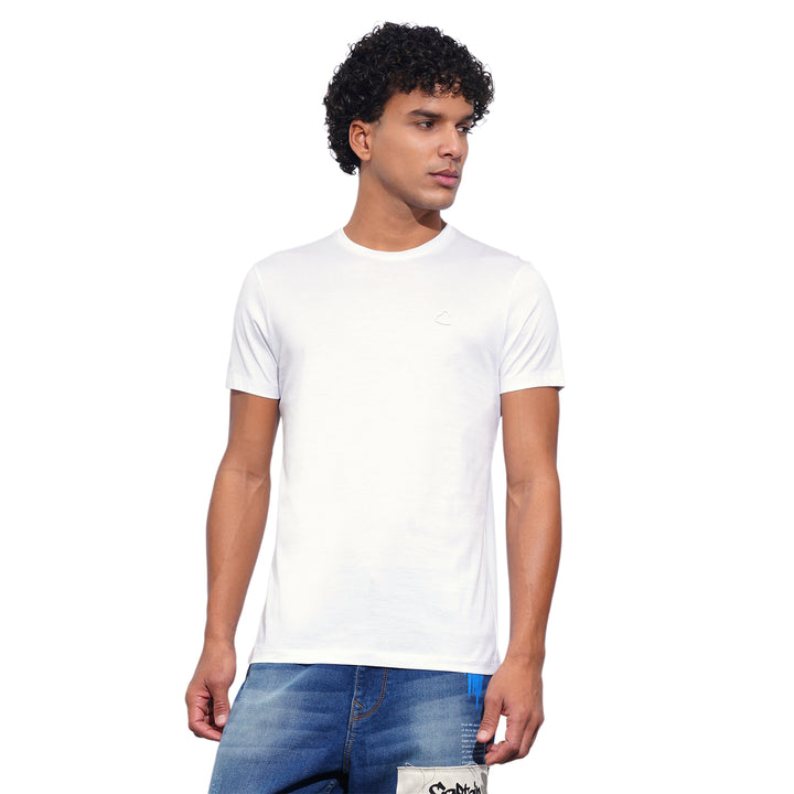 White Slim Fit Round Neck Men's T-shirt
