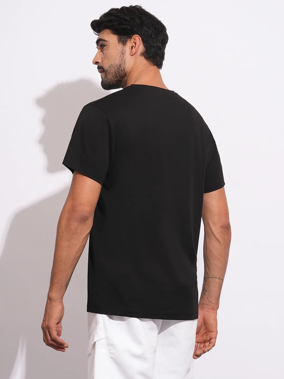 Mens-Top Crew Neck Black by Being Human Clothing