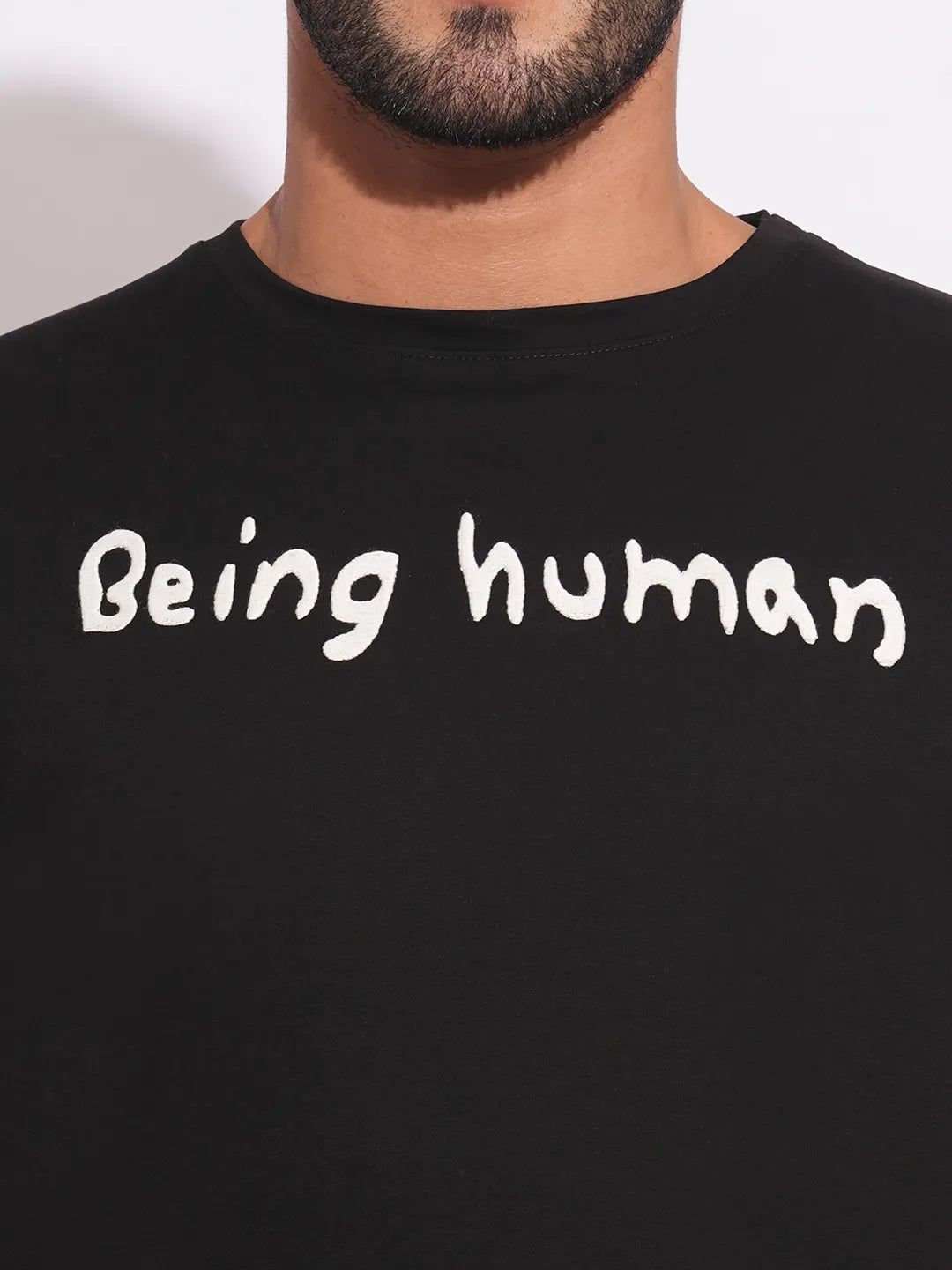 Mens-Top Crew Neck Black by Being Human Clothing