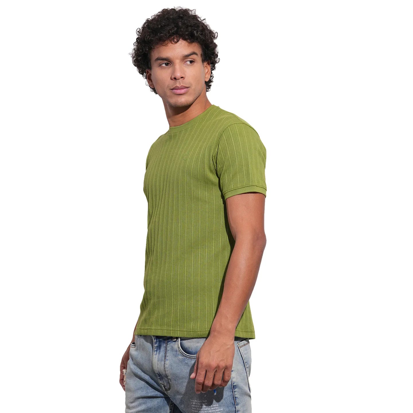 Olive Slim Fit Round Neck Men's T-Shirt by Being Human Clothing