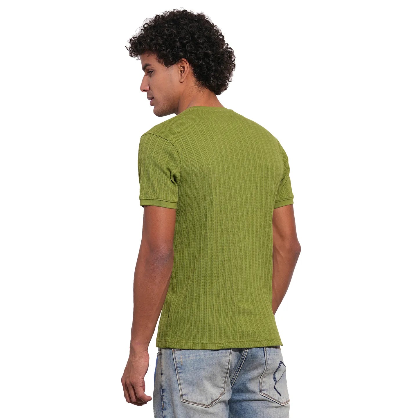 Olive Slim Fit Round Neck Men's T-Shirt by Being Human Clothing