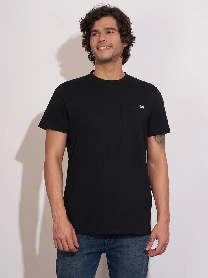 Black Easy Fit Round Neck Men's T-Shirt by Being Human Clothing