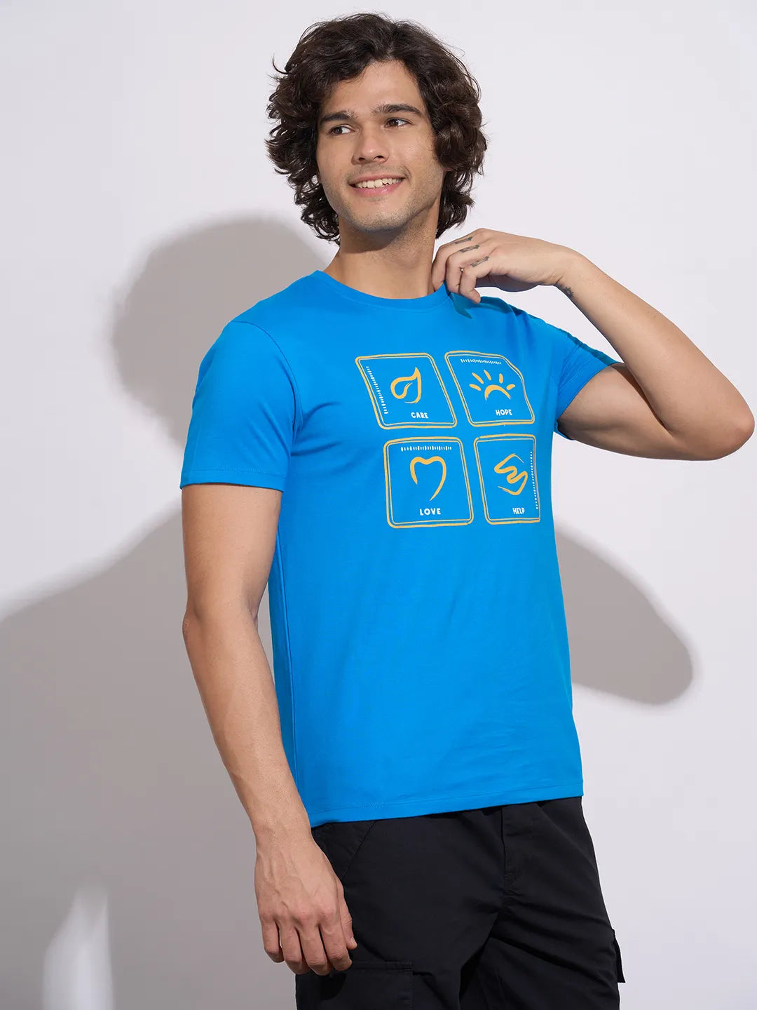 Being Human Men's Blue Graphic Print Crew Neck T-Shirt