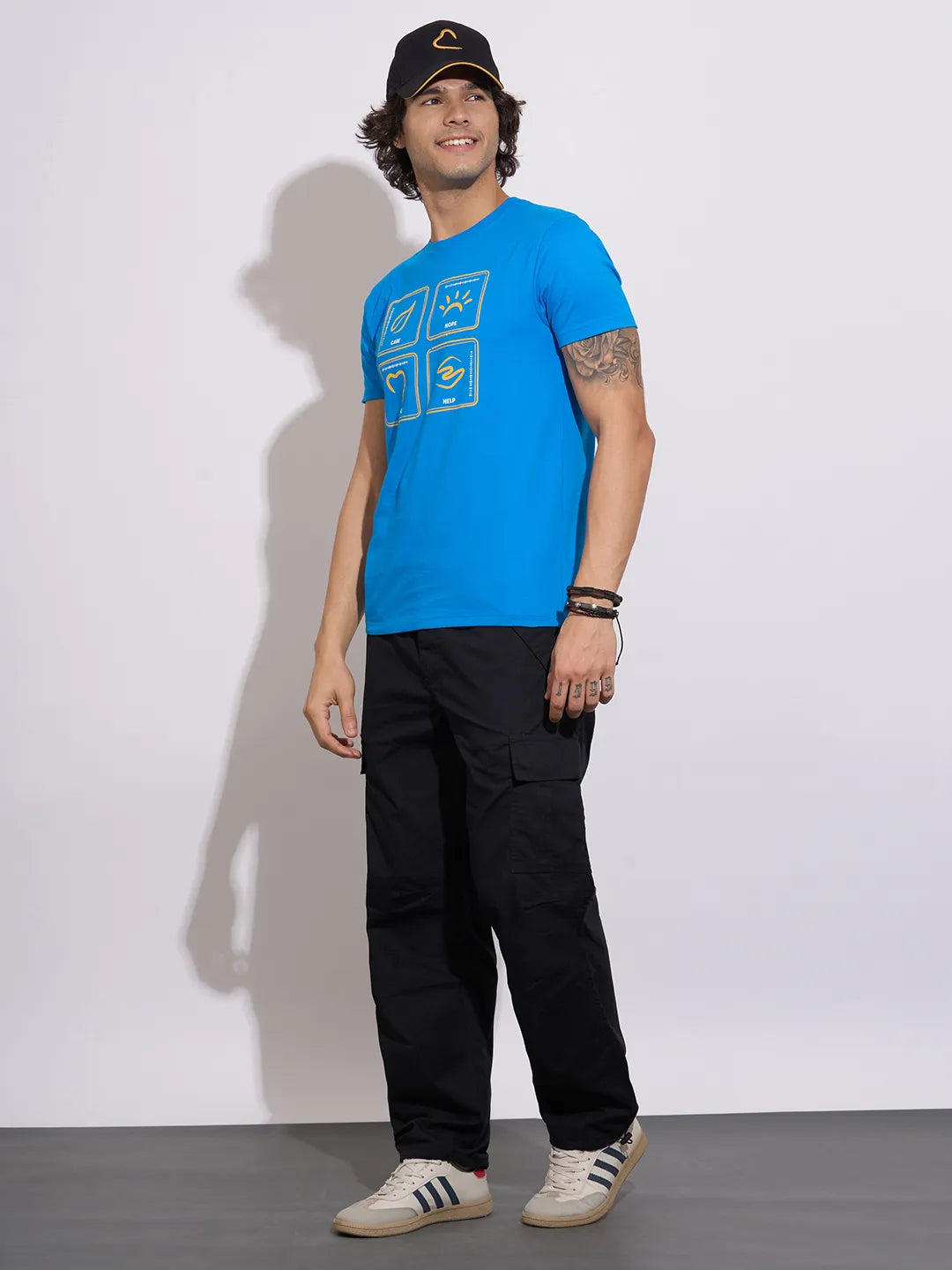 Being Human Men's Blue Graphic Print Crew Neck T-Shirt