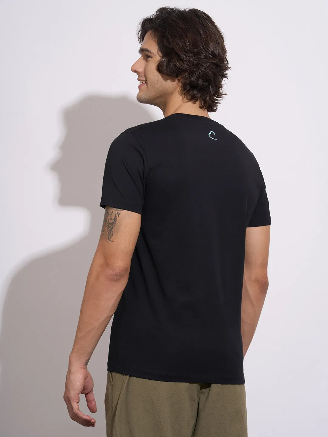 Being Human Men's Black Graphic Print Crew Neck T-Shirt