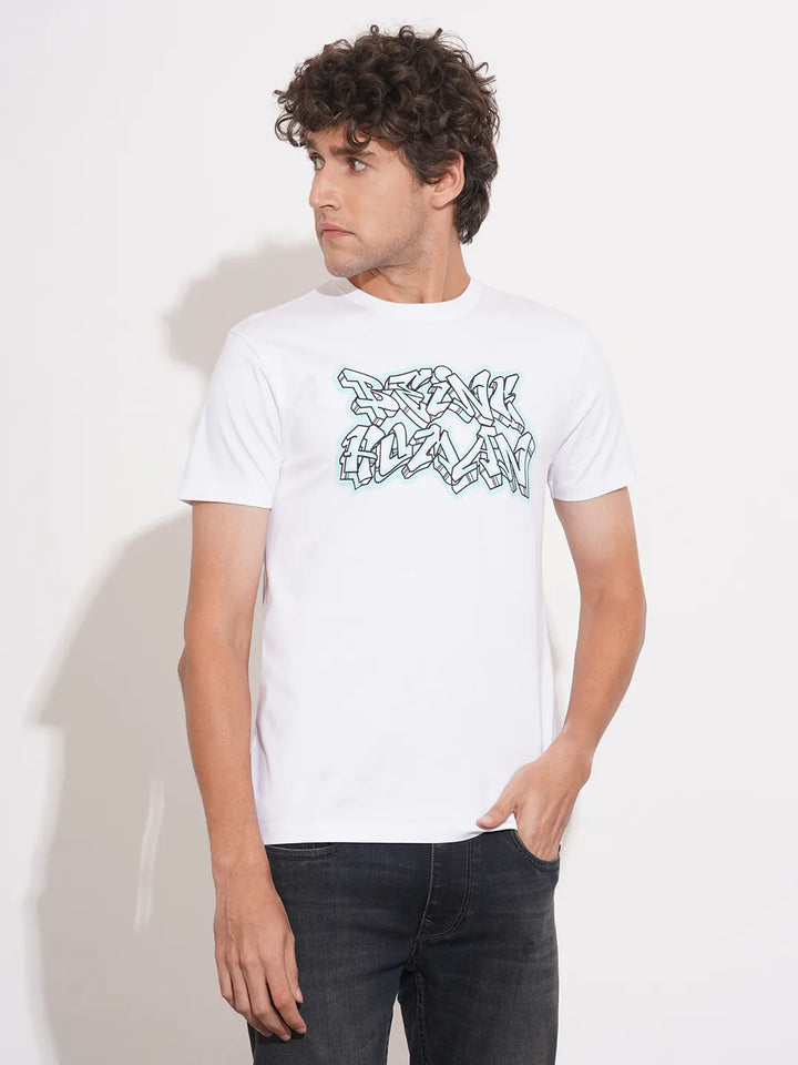 White Moderno Fit Round Neck Men's T-Shirt by Being Human Clothing