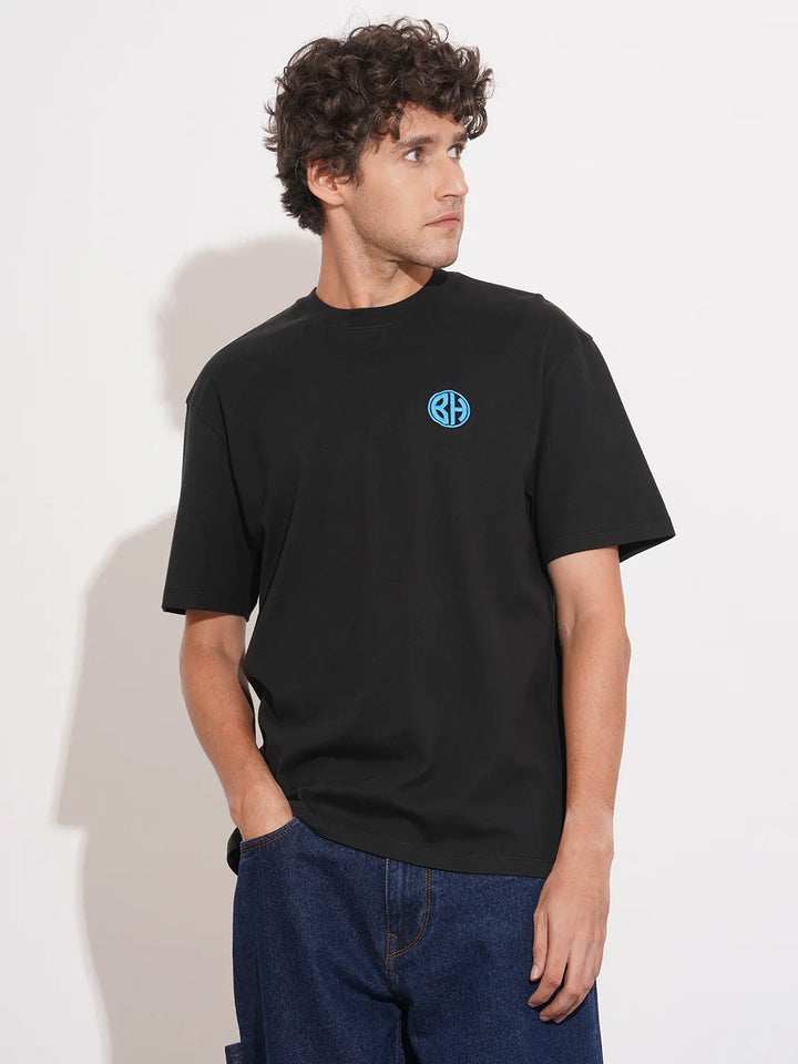 Black Easy Fit Round Neck Men's T-Shirt by Being Human Clothing