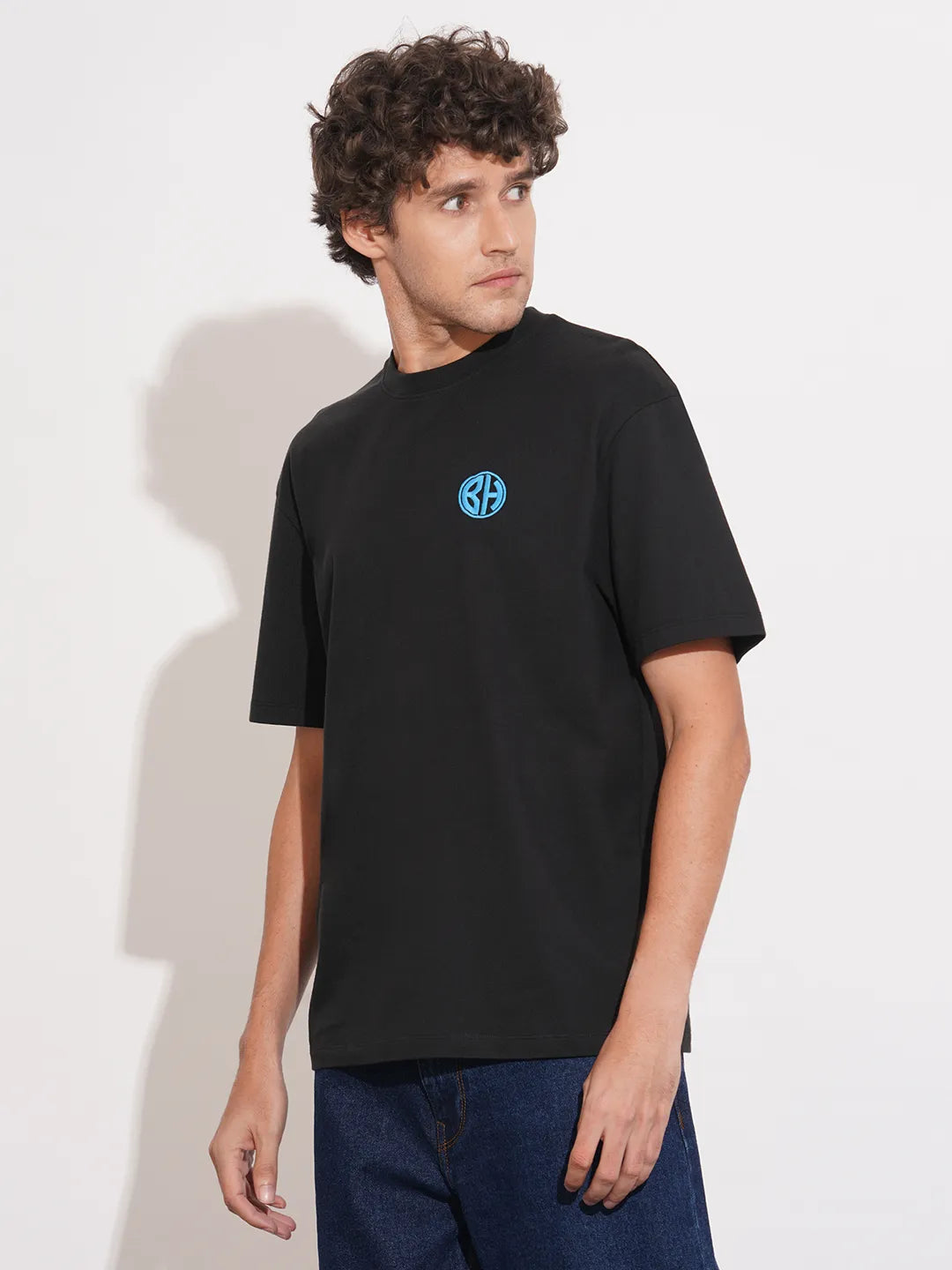 Black Easy Fit Round Neck Men's T-Shirt by Being Human Clothing