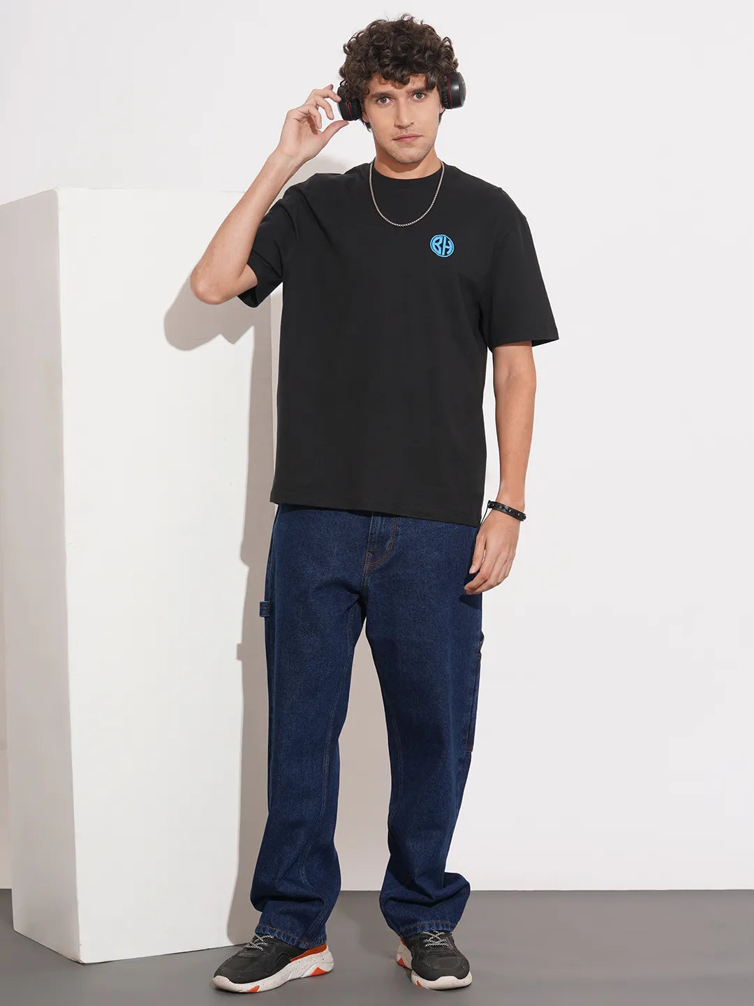 Black Easy Fit Round Neck Men's T-Shirt by Being Human Clothing