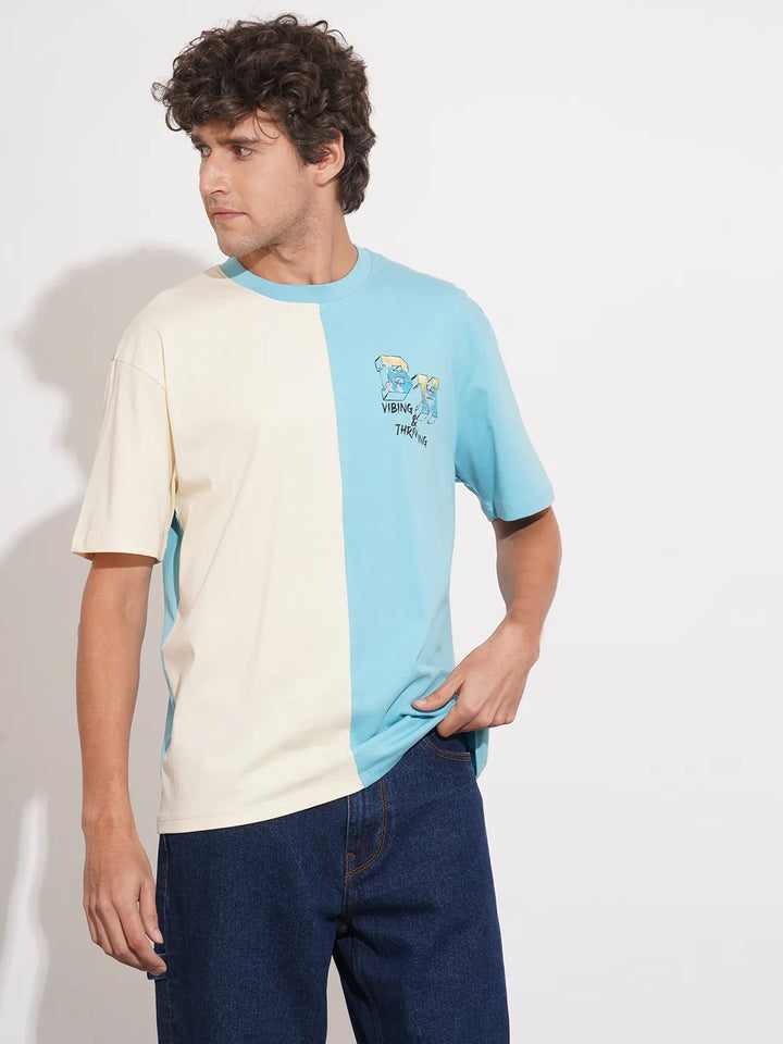 Blue Easy Fit Round Neck Men's T-Shirt by Being Human Clothing