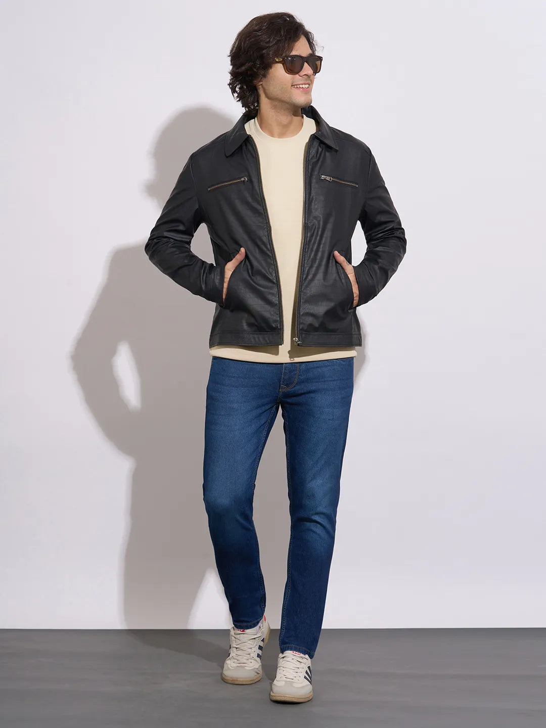 Men's Cream Solid Crew Neck Half Sleeve T-Shirt by Being Human Clothing