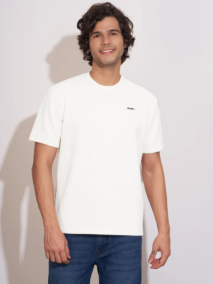 White Easy Fit Round Neck Men's T-Shirt by Being Human Clothing