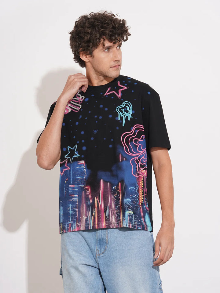 Black Easy Fit Round Neck Men's T-Shirt by Being Human Clothing