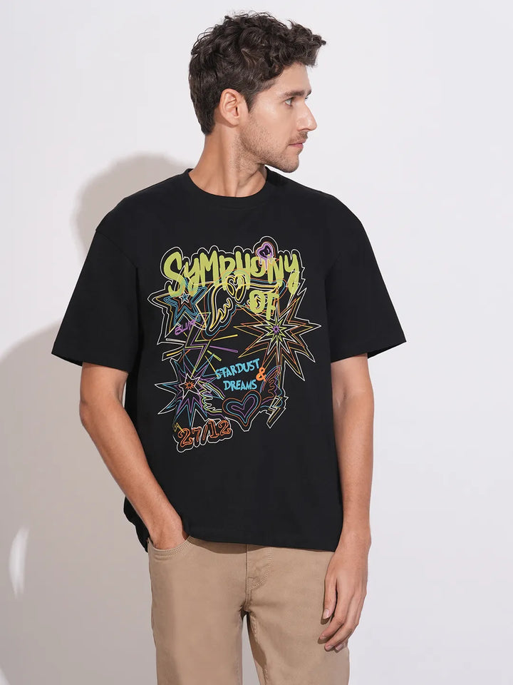 Black Easy Fit Men's Short Sleeves T-Shirt by Being Human Clothing