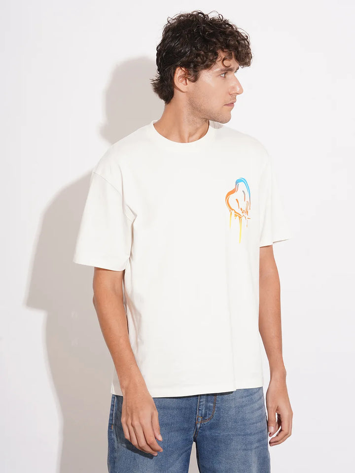 Off White Easy Fit Round Neck Men's T-Shirt by Being Human Clothing