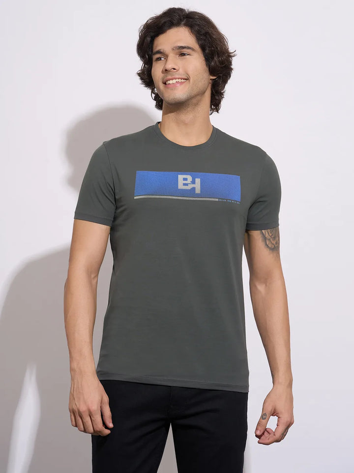Grey Moderno Fit Round Neck Men's T-Shirt by Being Human Clothing