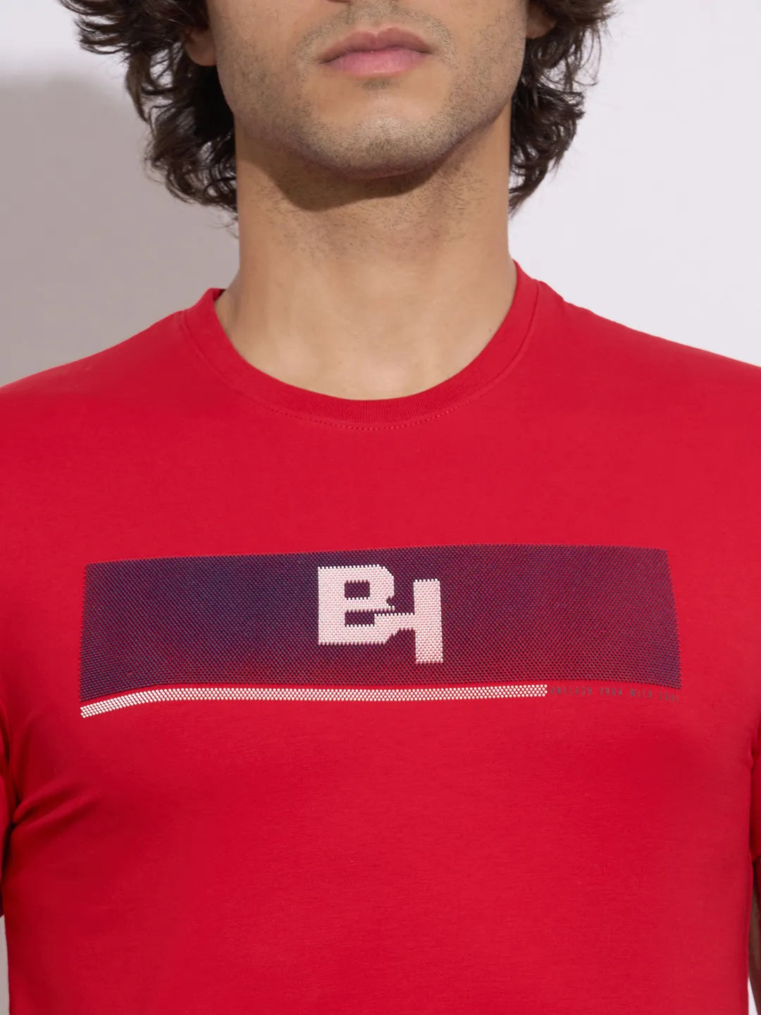 Red Moderno Fit Round Neck Men's T-Shirt by Being Human Clothing