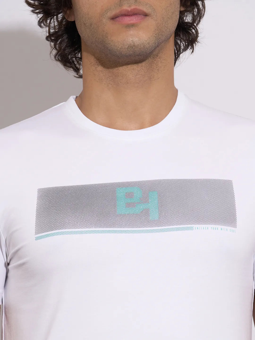 Men's White Graphic Print Crew Neck T-Shirt by Being Human Clothing