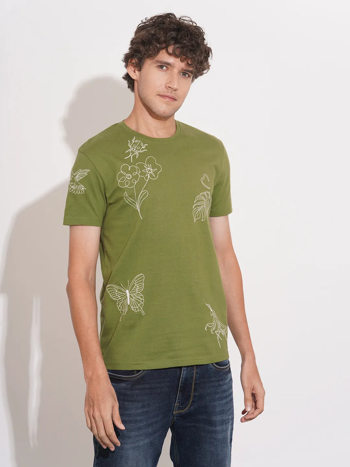Olive Regular Fit Men's Short Sleeves T-Shirt by Being Human Clothing
