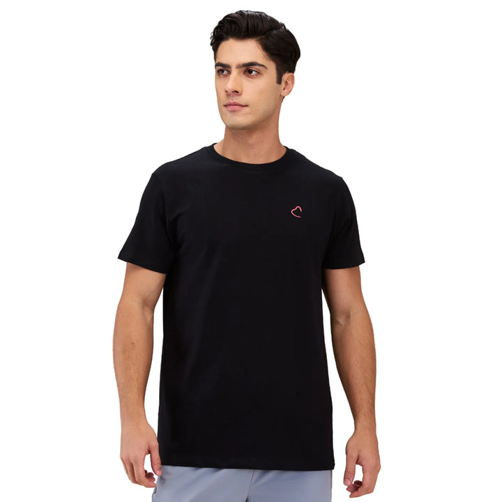 Black Easy Fit Round Neck Men's T-Shirt by Being Human Clothing