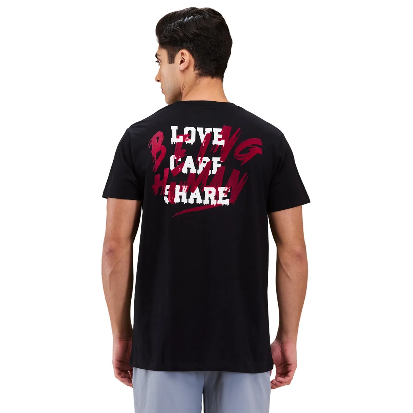 Being Human Clothing Men Black Letter Crew Neck T-Shirt