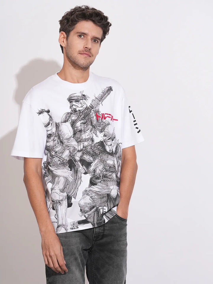 White Easy Fit Round Neck Men's T-Shirt by Being Human Clothing