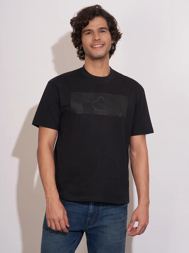 Black Easy Fit Round Neck Men's T-Shirt by Being Human Clothing