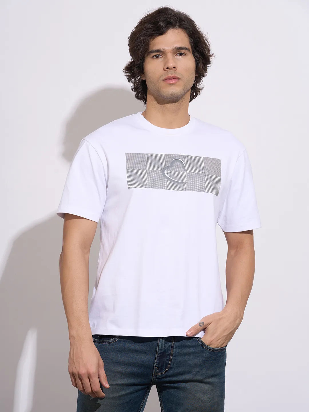 Being Human Men's White Graphic Print Crew Neck T-Shirt