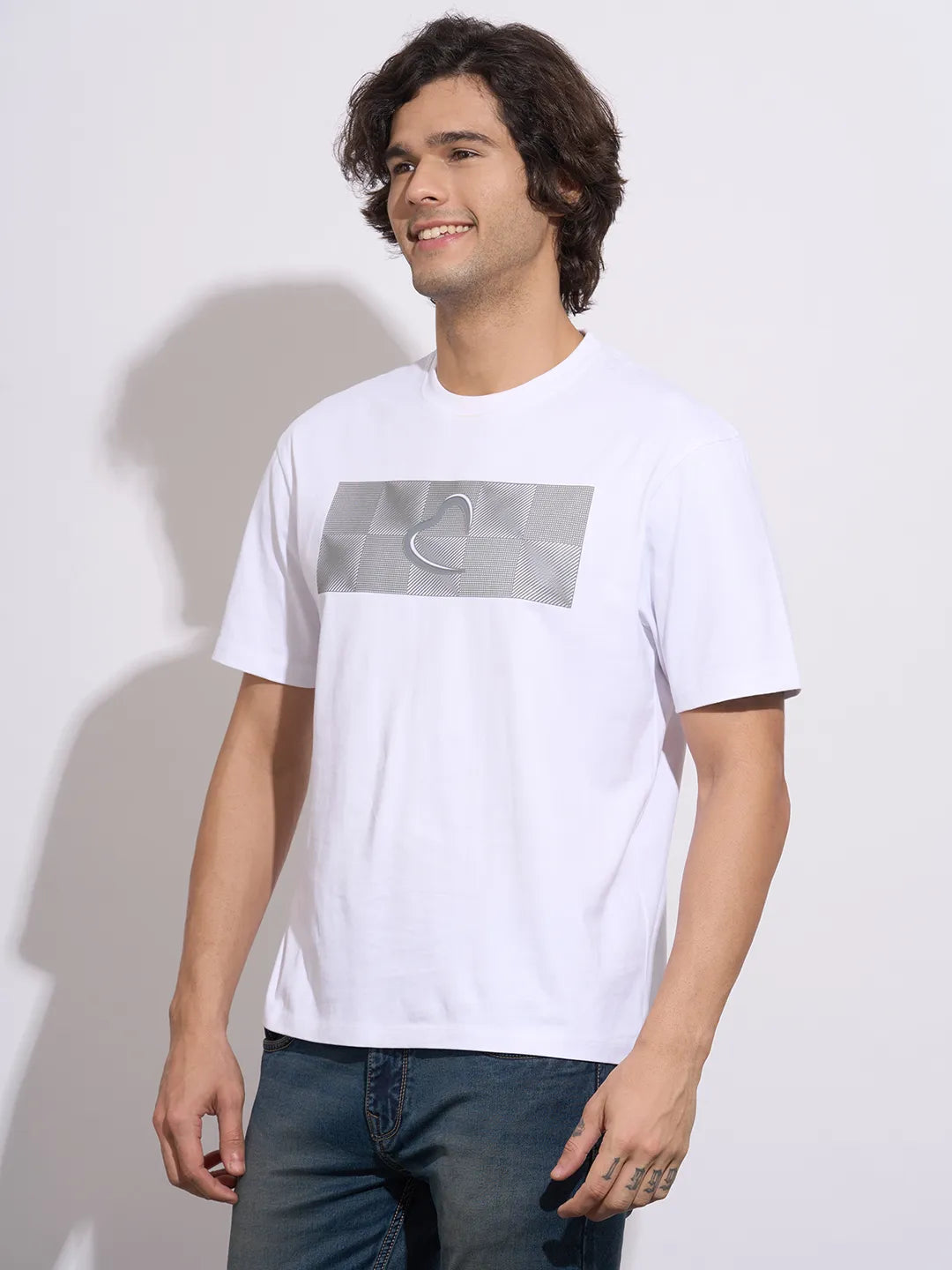 Being Human Men's White Graphic Print Crew Neck T-Shirt