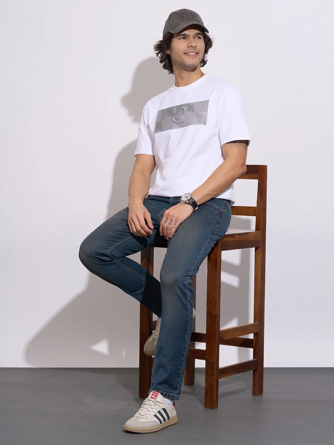 Being Human Men's White Graphic Print Crew Neck T-Shirt