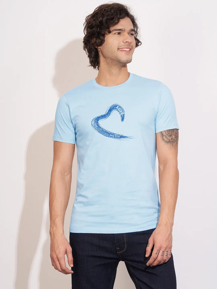 Blue Moderno Fit Round Neck Men's T-Shirt by Being Human Clothing