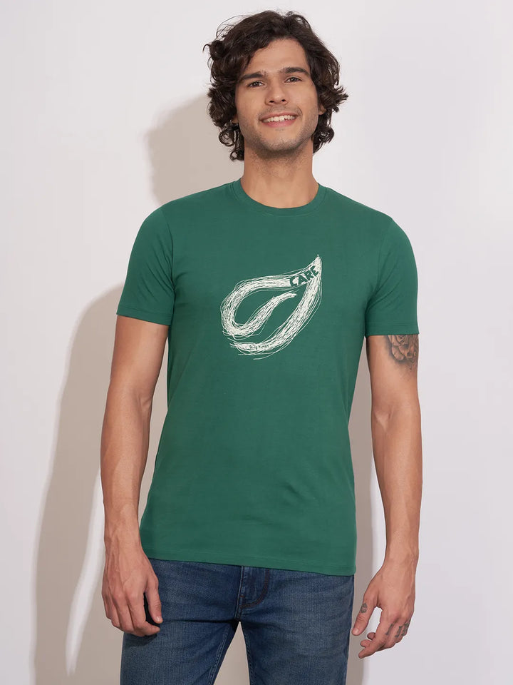 Green Moderno Fit Round Neck Men's T-Shirt by Being Human Clothing