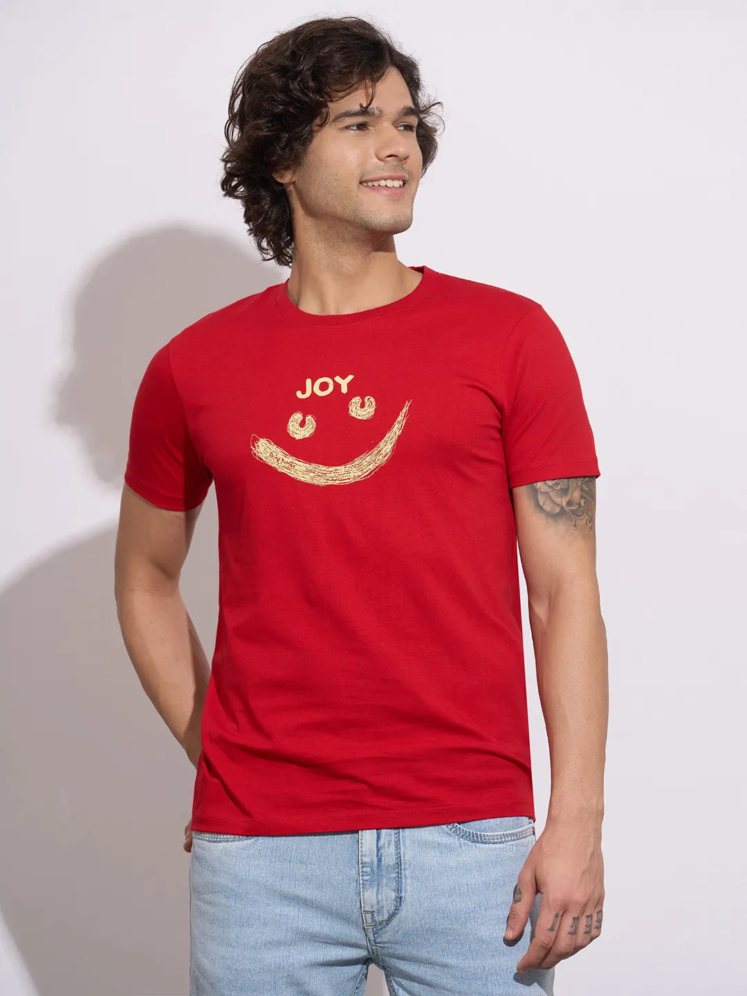 Being Human Men's Red Graphic Print Crew Neck T-Shirt