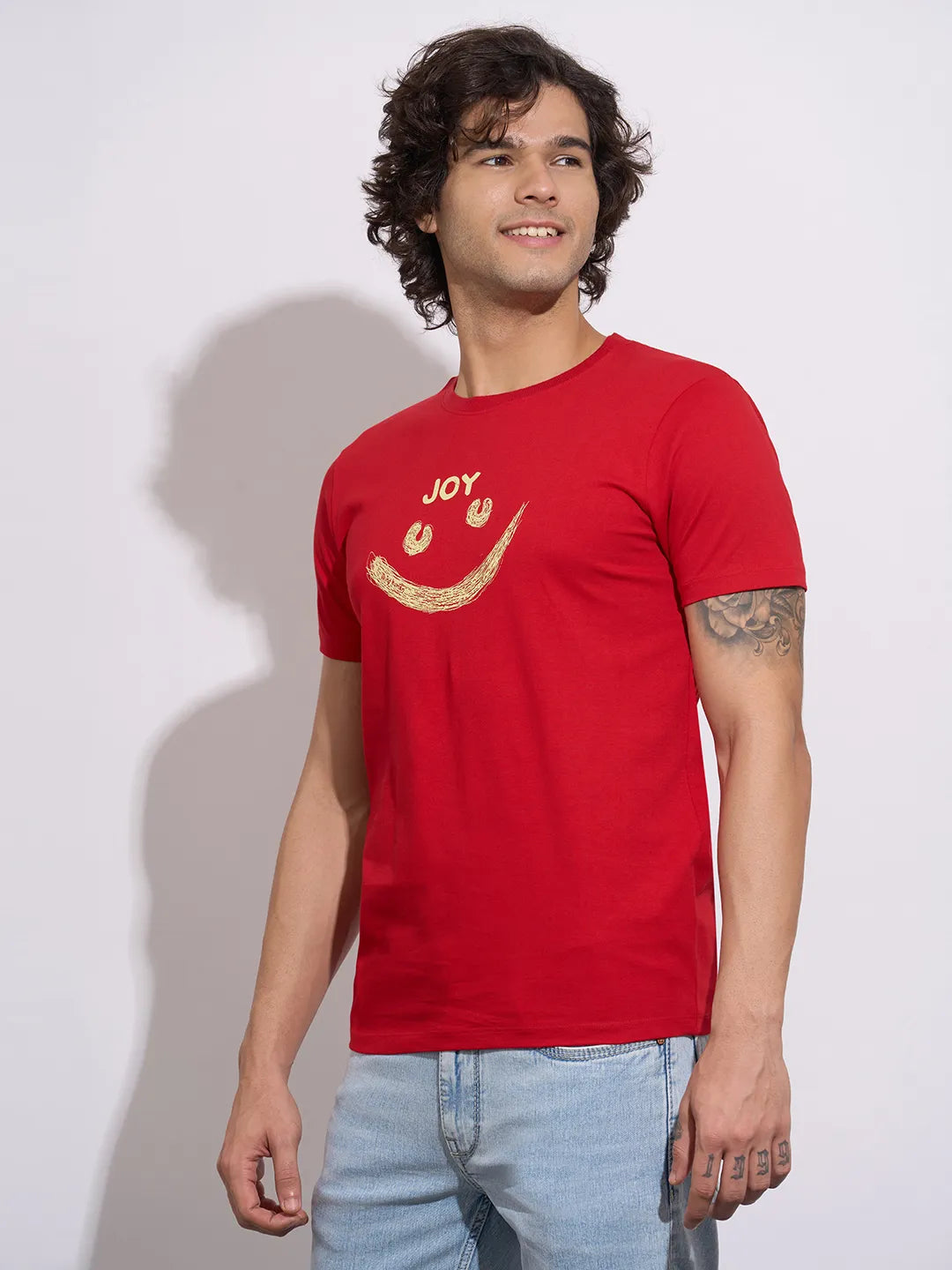 Being Human Men's Red Graphic Print Crew Neck T-Shirt