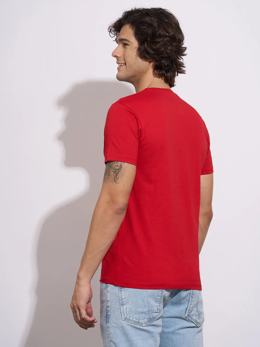 Being Human Men's Red Graphic Print Crew Neck T-Shirt