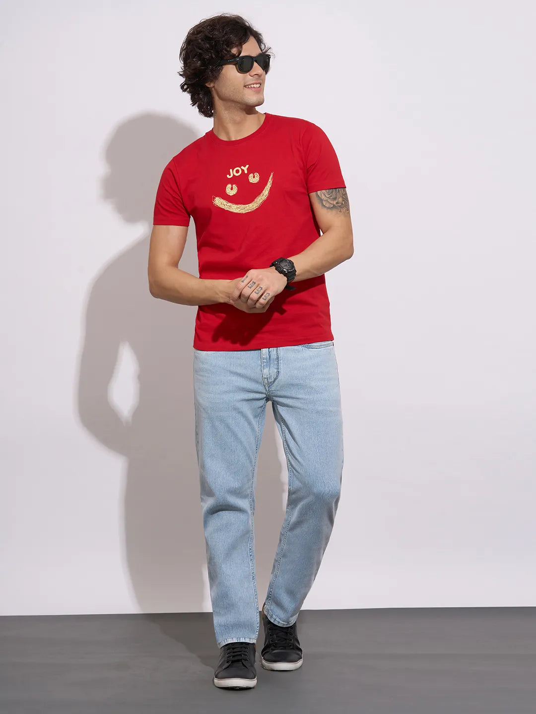 Being Human Men's Red Graphic Print Crew Neck T-Shirt