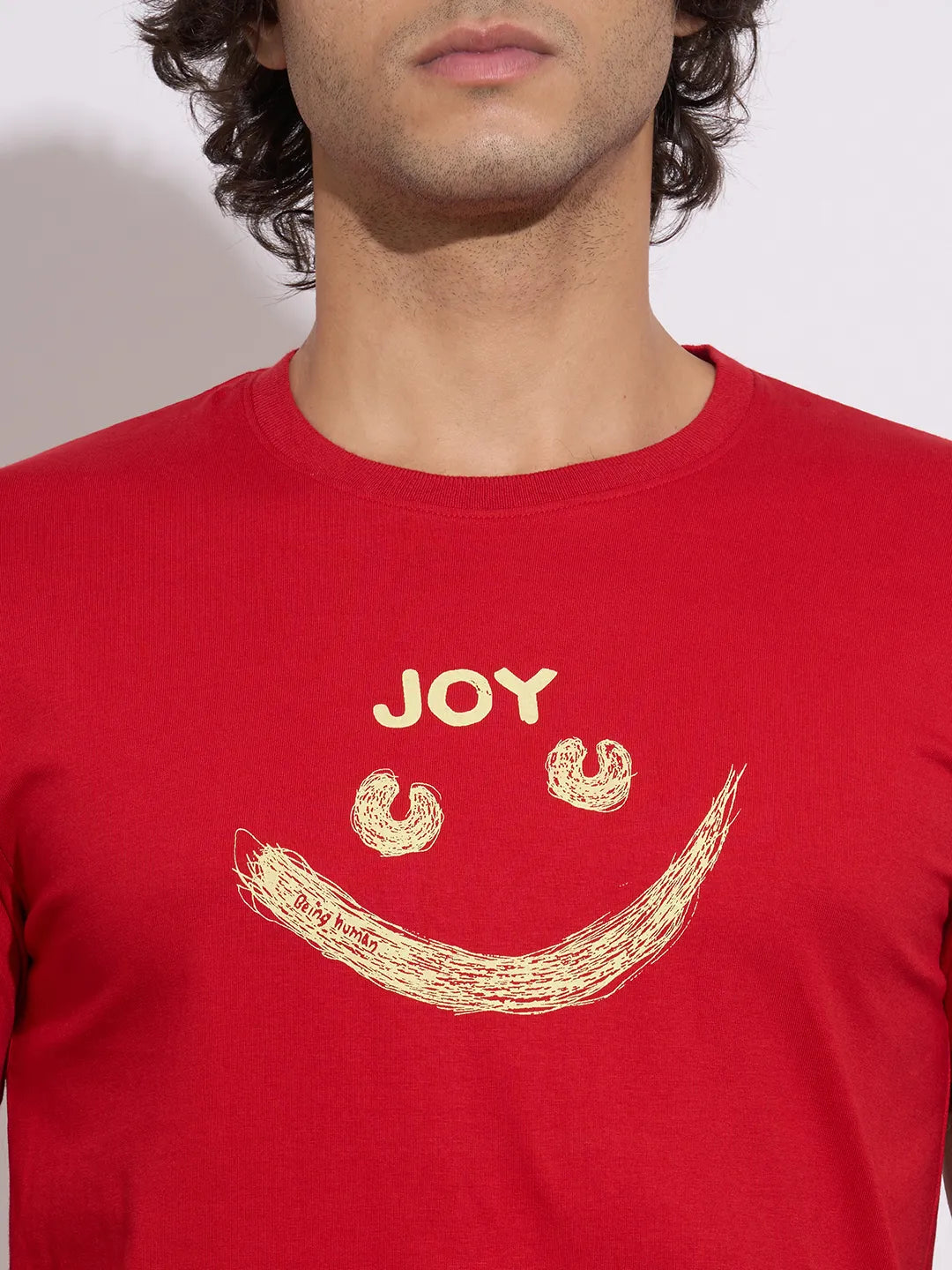 Being Human Men's Red Graphic Print Crew Neck T-Shirt