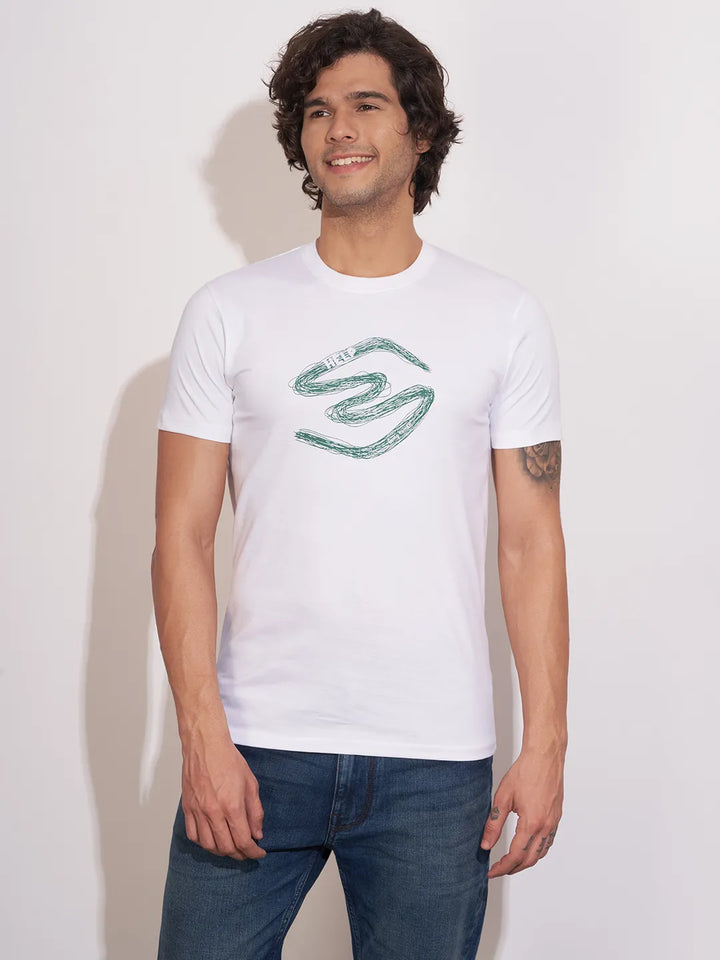 White Moderno Fit Round Neck Men's T-Shirt by Being Human Clothing
