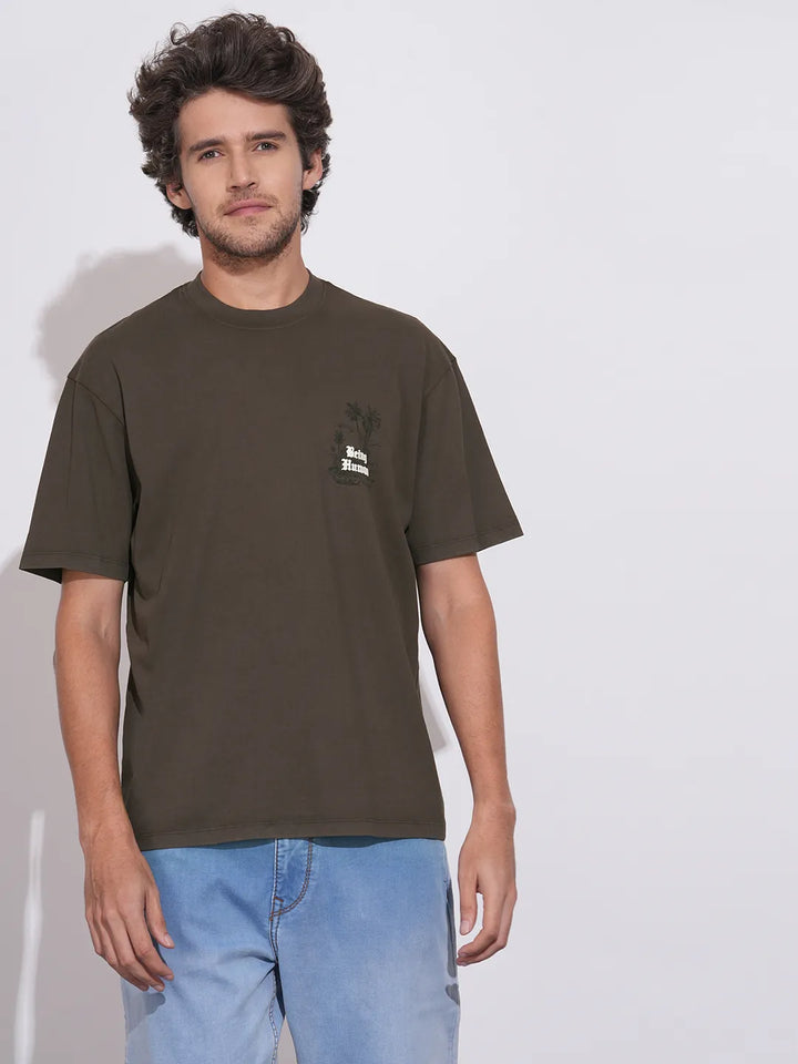 Brown Easy Fit Men's Short Sleeves T-Shirt by Being Human Clothing