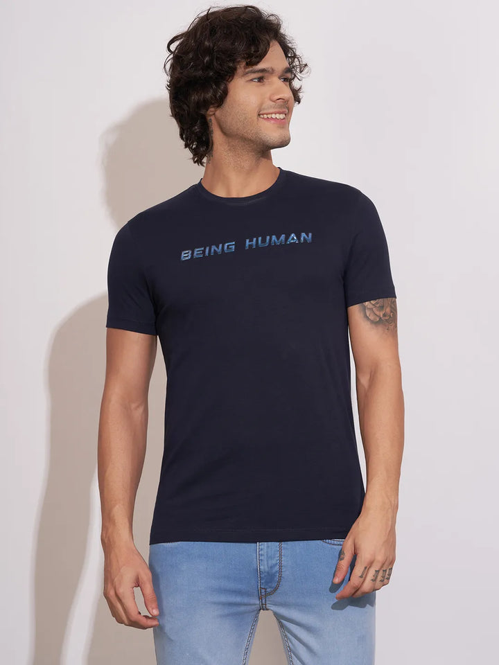 Navy Moderno Fit Round Neck Men's T-Shirt by Being Human Clothing