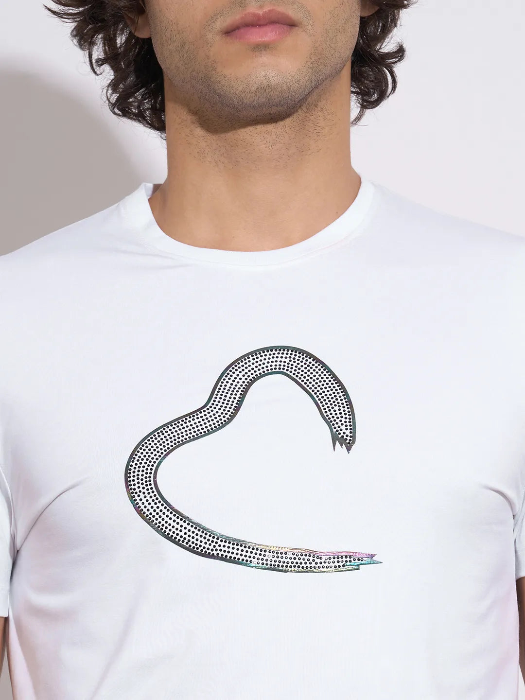 Being Human Men's White Logo Print Crew Neck T-Shirt