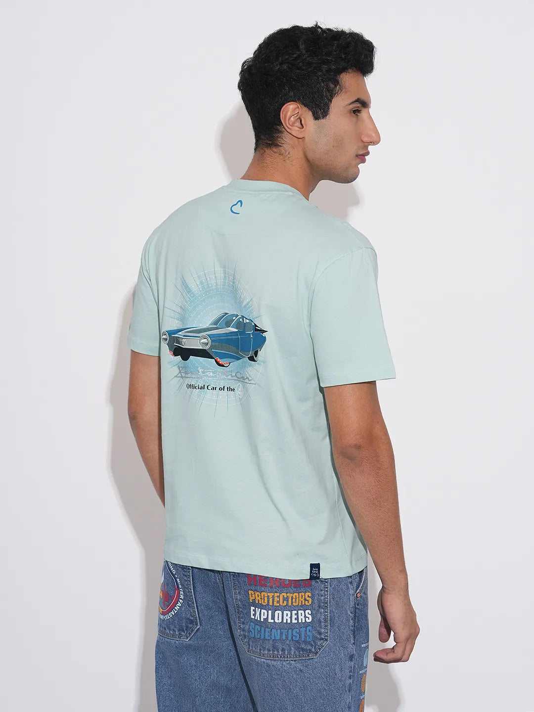 Fantastic Four Printed Light-Blue Crew-Neck T-Shirt By Being Human