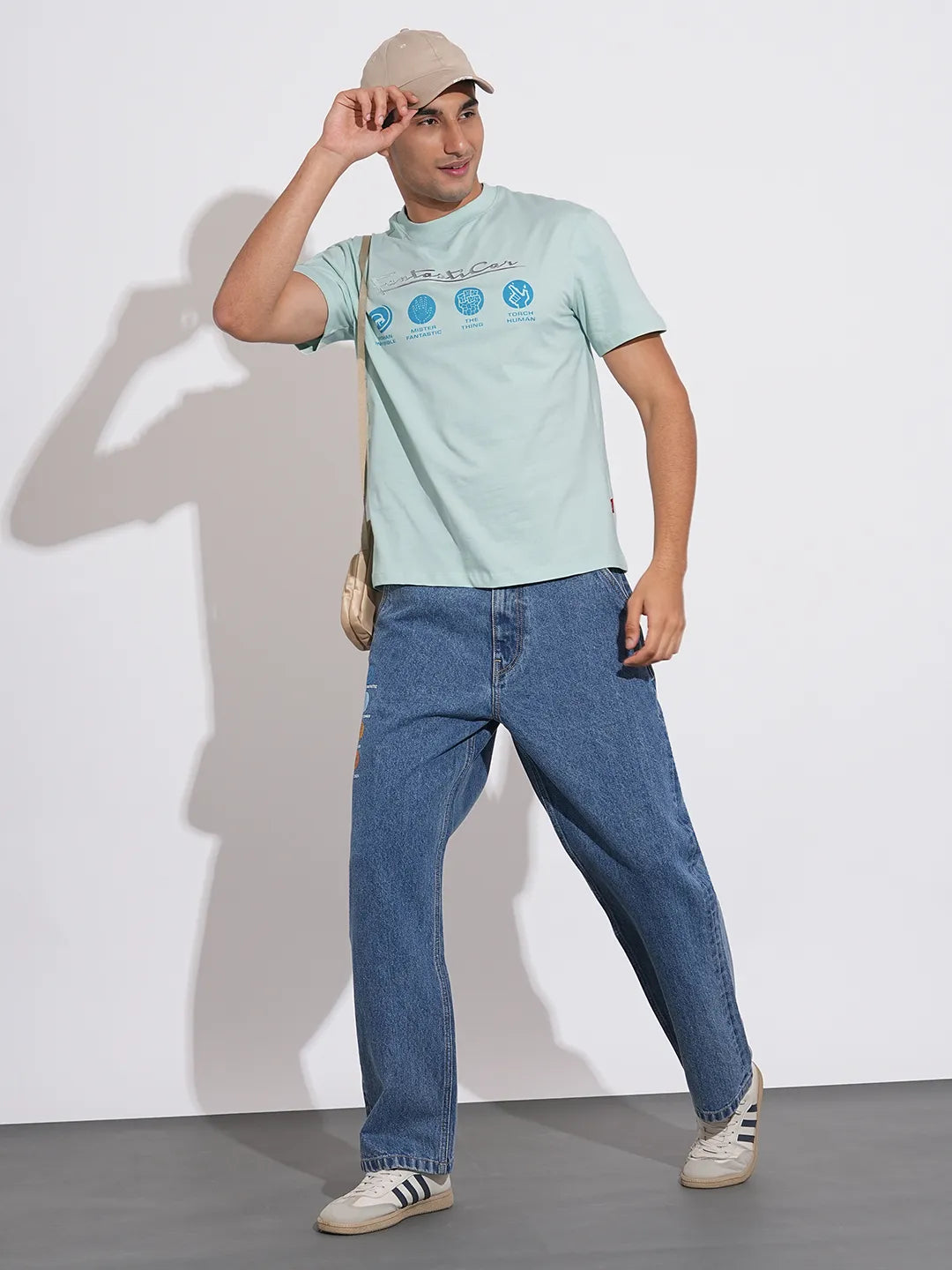 Fantastic Four Printed Light-Blue Crew-Neck T-Shirt By Being Human