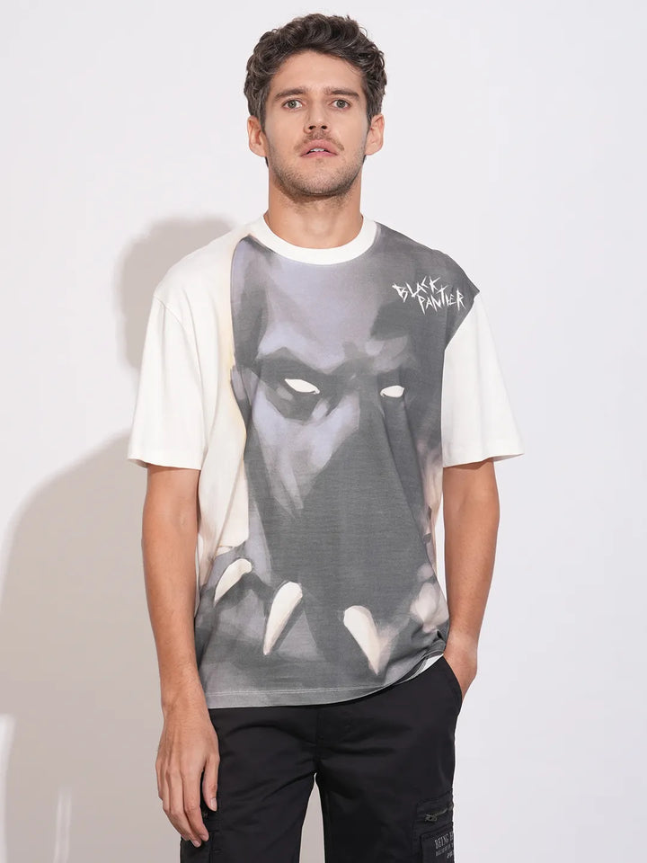 Off White Easy Fit Round Neck Men's T-Shirt by Being Human Clothing