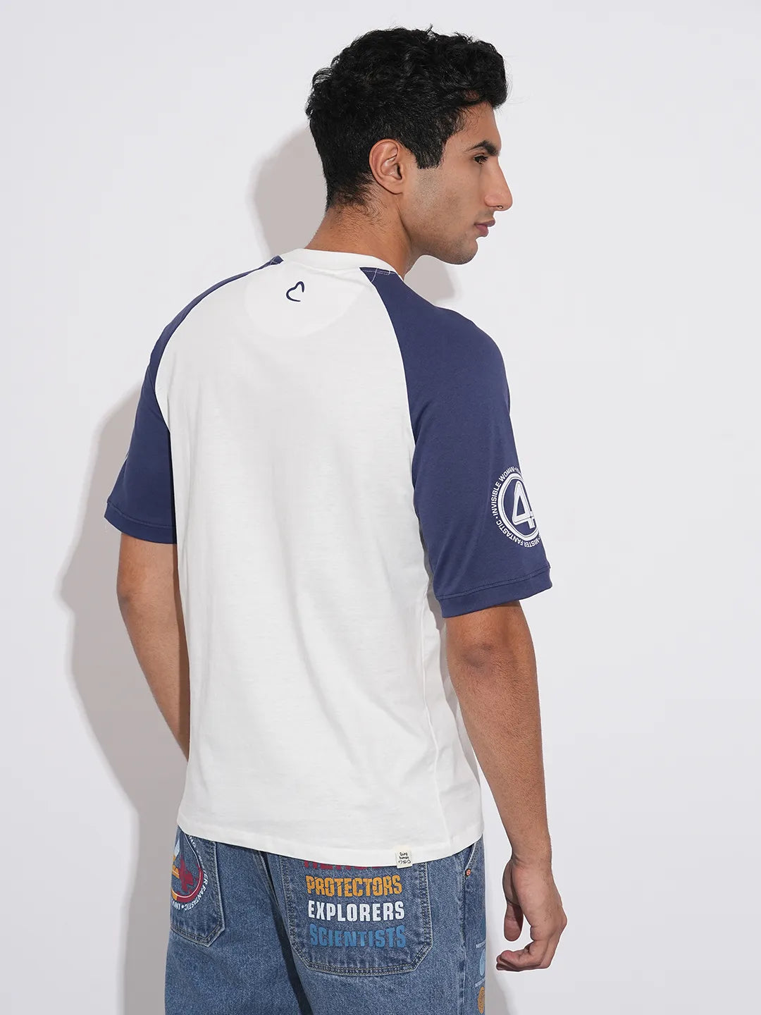 Fantastic Four Printed White Raglan T-Shirt By Being Human